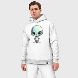 Мужской костюм оверсайз Милый инопланетянин с большими глазами, цвет: белый — фото 2