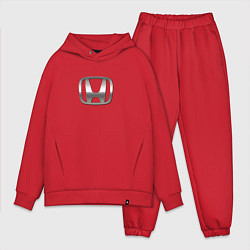 Мужской костюм оверсайз Honda logo auto grey, цвет: красный