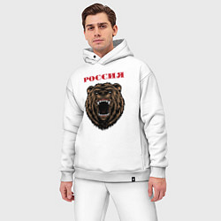 Мужской костюм оверсайз Рык медведя Россия, цвет: белый — фото 2