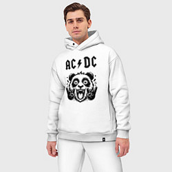 Мужской костюм оверсайз AC DC - rock panda, цвет: белый — фото 2