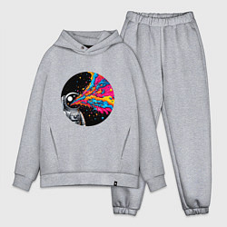 Мужской костюм оверсайз Космонавт с разноцветными брызгами