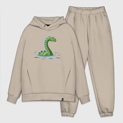 Мужской костюм оверсайз Динозаврик, плывущий в воде, цвет: миндальный