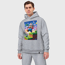 Мужской костюм оверсайз Марио и Майнкрафт - коллаба, цвет: меланж — фото 2