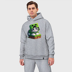 Мужской костюм оверсайз Kitten creeper collaboration - ai art, цвет: меланж — фото 2