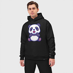 Мужской костюм оверсайз Удивлённая панда, цвет: черный — фото 2