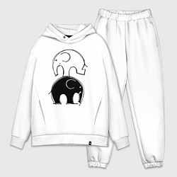 Мужской костюм оверсайз Cute elephants, цвет: белый