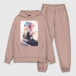 Мужской костюм оверсайз ReZero Рем - Жизнь с нуля в альтернативном мире, цвет: пыльно-розовый