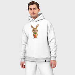 Мужской костюм оверсайз Веселый заяц - кролик с морковкой, цвет: белый — фото 2