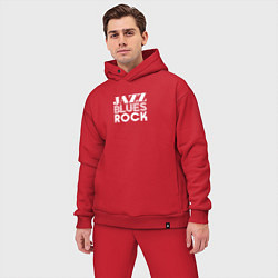 Мужской костюм оверсайз Джаз блюз рок надпись, цвет: красный — фото 2