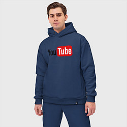 Мужской костюм оверсайз You tube logo, цвет: тёмно-синий — фото 2