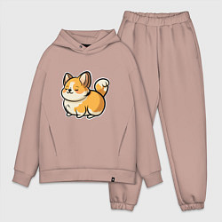 Мужской костюм оверсайз Милый корги пухленький, цвет: пыльно-розовый