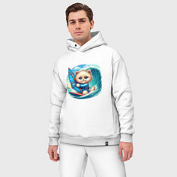 Мужской костюм оверсайз Котик и виндсерфинг, цвет: белый — фото 2