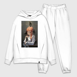 Мужской костюм оверсайз Человек-бензопила Макима вороны, цвет: белый