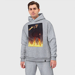 Мужской костюм оверсайз Ван-Пис Санджи огненная нога, цвет: меланж — фото 2