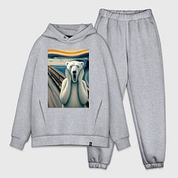 Мужской костюм оверсайз Полярный медведь кричит на картине Эдварда Мунка, цвет: меланж