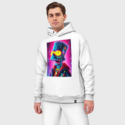 Мужской костюм оверсайз Cyber Bart Simpson - neon glow ai art, цвет: белый — фото 2