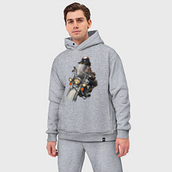 Мужской костюм оверсайз Такса-байкер на мотоцикле, цвет: меланж — фото 2