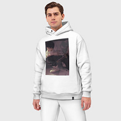 Мужской костюм оверсайз Магическая битва Юта Оккоцу с катаной, цвет: белый — фото 2