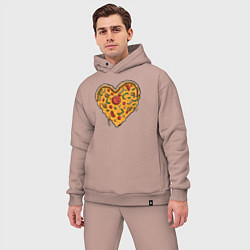 Мужской костюм оверсайз Pizza heart, цвет: пыльно-розовый — фото 2