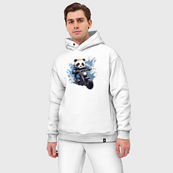 Мужской костюм оверсайз Панда-мотоциклист, цвет: белый — фото 2