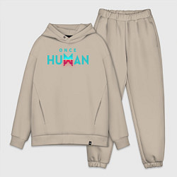 Мужской костюм оверсайз Once human logo, цвет: миндальный