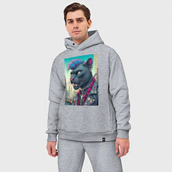 Мужской костюм оверсайз Чувак пантера панк житель Нью-Йорка - нейросеть, цвет: меланж — фото 2