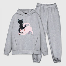 Мужской костюм оверсайз Магическая битва Сатору Годзё Сугуру Гэто коты, цвет: меланж