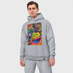 Мужской костюм оверсайз Психоделические лица, цвет: меланж — фото 2