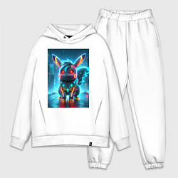 Мужской костюм оверсайз Cyber Pikachu in the neon metropolis - ai art, цвет: белый