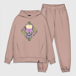 Мужской костюм оверсайз Flowers mad skull, цвет: пыльно-розовый