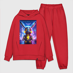 Мужской костюм оверсайз Cyber Pikachu - metal style neon glow