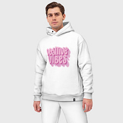 Мужской костюм оверсайз Позитивный вайб текст с эффектом, цвет: белый — фото 2