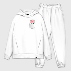 Мужской костюм оверсайз Розовый поросенок в кармане