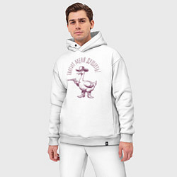 Мужской костюм оверсайз Забавный гусь с пистолетом ковбой - хватит душить, цвет: белый — фото 2