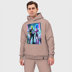 Мужской костюм оверсайз Marge and Homer in the pouring rain - cyberpunk, цвет: пыльно-розовый — фото 2