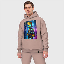 Мужской костюм оверсайз Барт Симпсон в респираторе - нейроарт, цвет: пыльно-розовый — фото 2