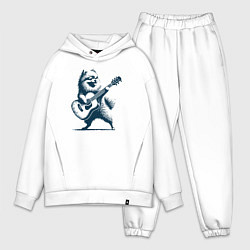 Мужской костюм оверсайз Шпиц играет на гитаре укулеле, цвет: белый