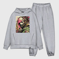 Мужской костюм оверсайз Cyber girl in a respirator - ai art fantasy, цвет: меланж