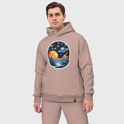 Мужской костюм оверсайз Далеко в космосе планеты, цвет: пыльно-розовый — фото 2