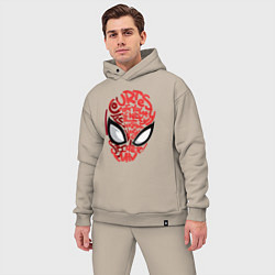 Мужской костюм оверсайз Spider-Man text, цвет: миндальный — фото 2