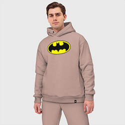 Мужской костюм оверсайз Batman logo, цвет: пыльно-розовый — фото 2