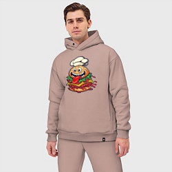 Мужской костюм оверсайз Радостный гамбургер, цвет: пыльно-розовый — фото 2