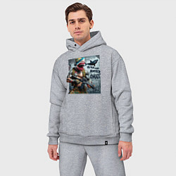 Мужской костюм оверсайз Hyper shark monster swat - ai art fantasy, цвет: меланж — фото 2