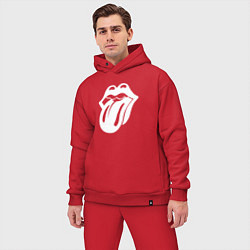 Мужской костюм оверсайз Rolling Stones - white logo, цвет: красный — фото 2