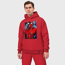 Мужской костюм оверсайз Человек паук три паука, цвет: красный — фото 2