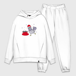 Мужской костюм оверсайз Голубь и мешок семечек, цвет: белый