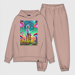 Мужской костюм оверсайз Morty and Rick on a neon planet, цвет: пыльно-розовый