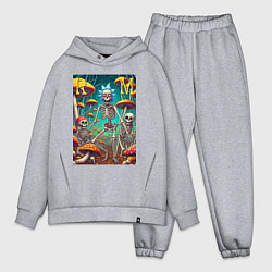 Мужской костюм оверсайз Скелеты Рика и Морти на грибной поляне - нейроарт