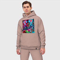 Мужской костюм оверсайз Последствие употребления фастфуда, цвет: пыльно-розовый — фото 2