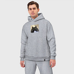 Мужской костюм оверсайз Видеозвонок с котом парный мем, цвет: меланж — фото 2